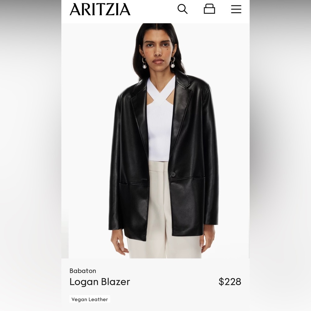 Aritzia Babaton Logan blazer vegan leather